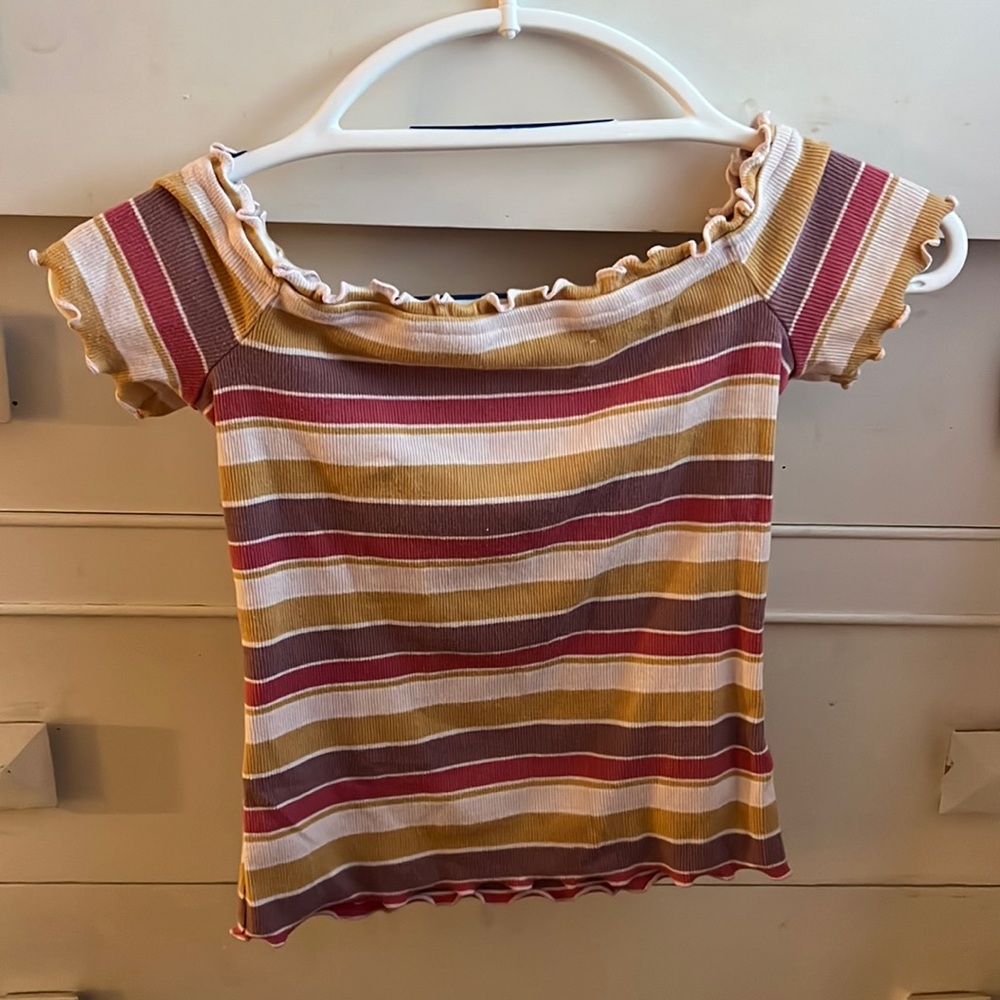 Aeropostale striped off-the-shoulder baby tee